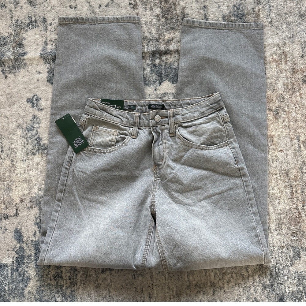 Wild Fable Stretch Mid Rise 90's Relaxed Straight Distress Jeans Gray Women's 00